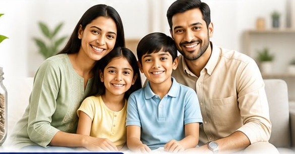 A family planning their savings together